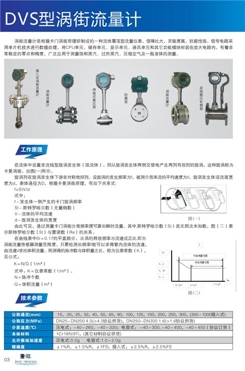 涡街流量计选型样本1