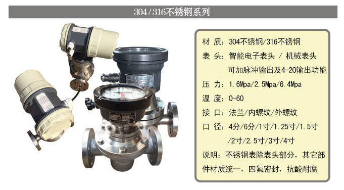 椭圆齿轮流量计内螺纹型不锈钢材质