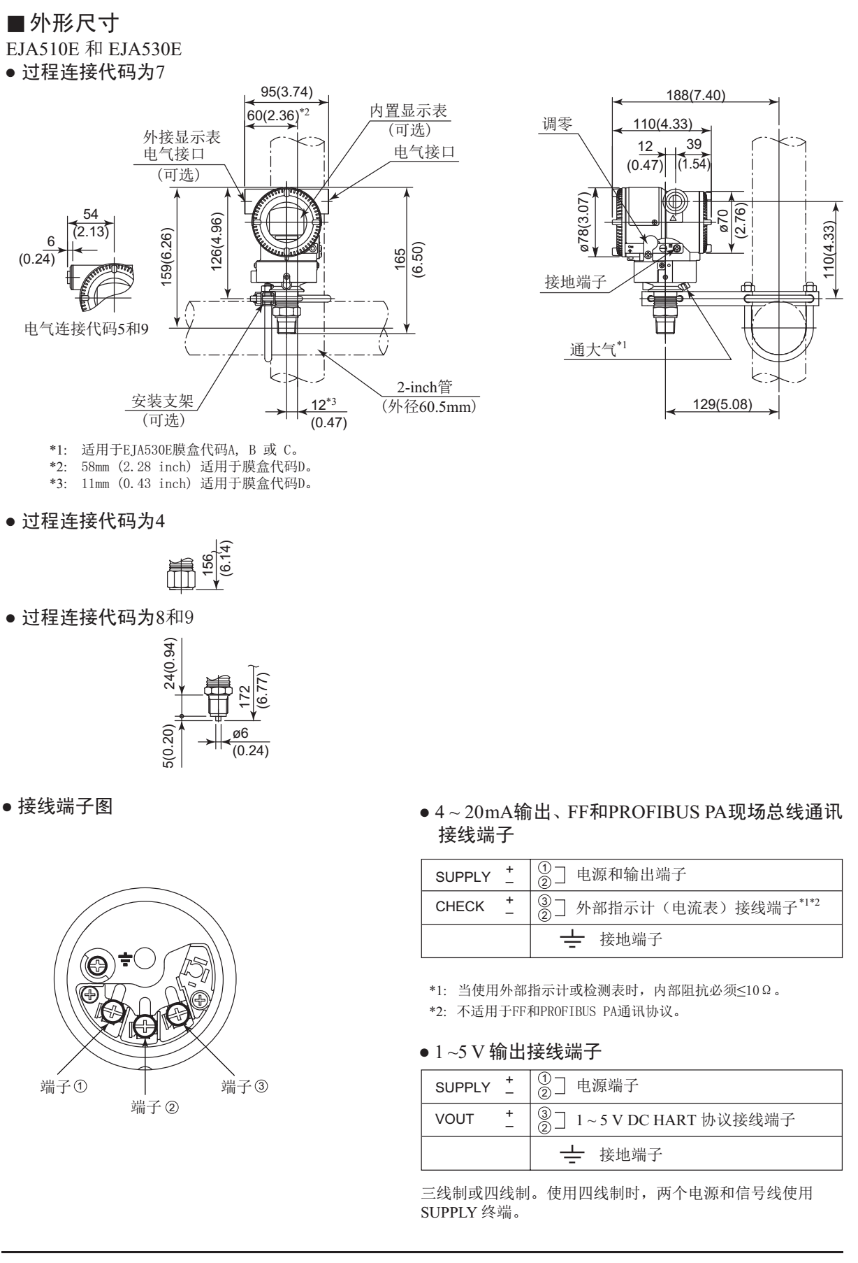 EJA530E压力变送器外形尺寸